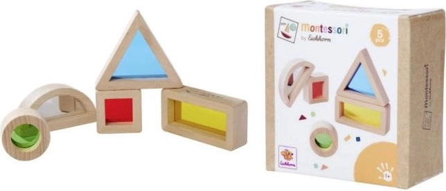 Cuburi senzoriale Montessori EICHHORN, 5 piese, lemn de fag