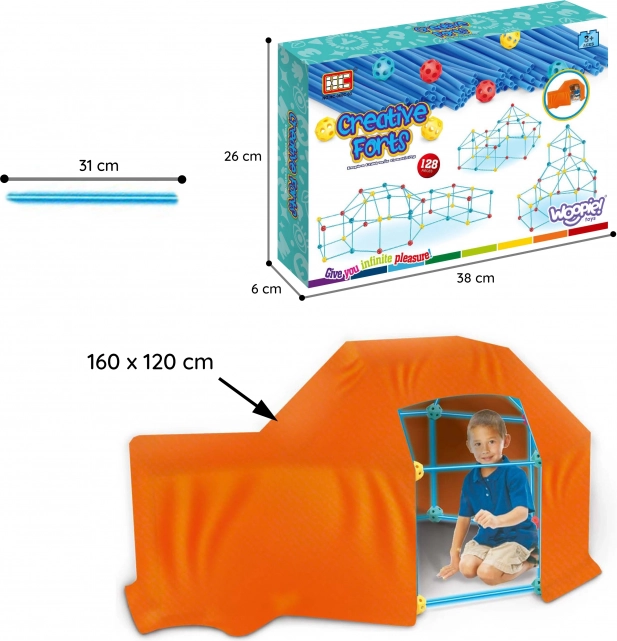 WOOPIE Mari Construcții Blocuri Set Cort Paie Tuburi 128 buc