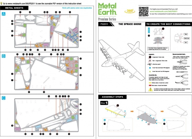 Puzzle 3D metalic Premium Spruce Goose