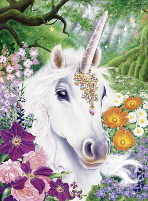 Set pentru pictură cu diamante - unicorn în flori