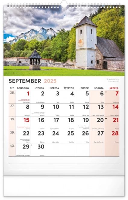 calendar de perete scene pitorești din slovacia 2025 cu calendar extra mare