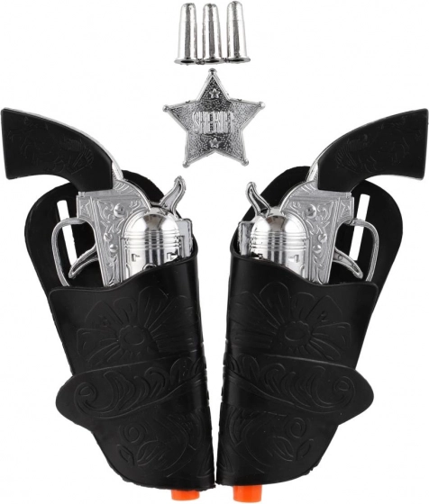 Set cowboy cu două pistoale de plastic și toc