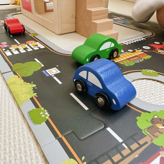 Woopie Green puzzle urban pentru copii - Pista auto