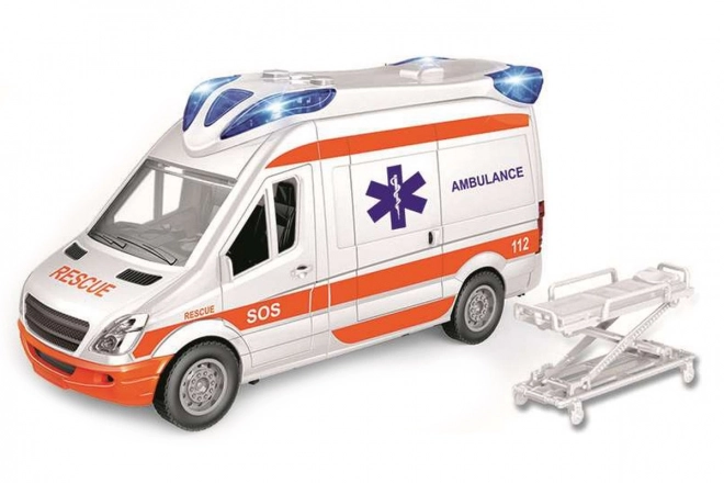 Ambulanță cu baterii și tărgi
