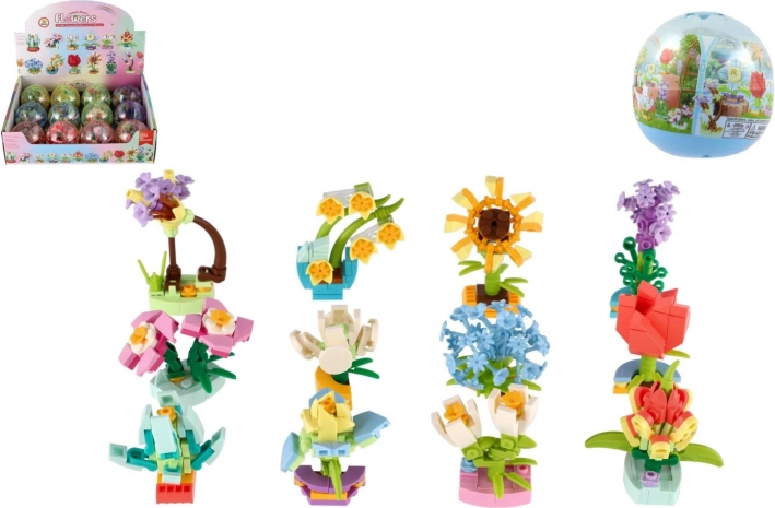 Set de construcție mini flori în capsulă – flori din plastic creative 6 cm, mix de tipuri