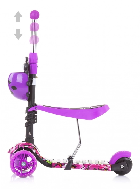 trotinetă cu bară de direcție Kiddy Evo 3 în 1 Albastră – Graffiti Violet