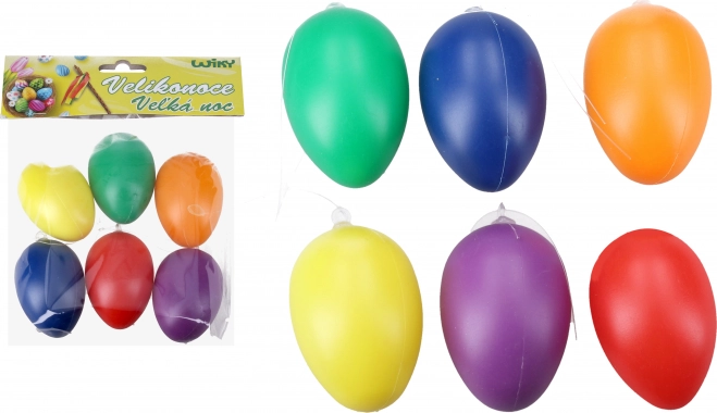 Ouă decorative colorate din plastic pentru agățat 6 cm