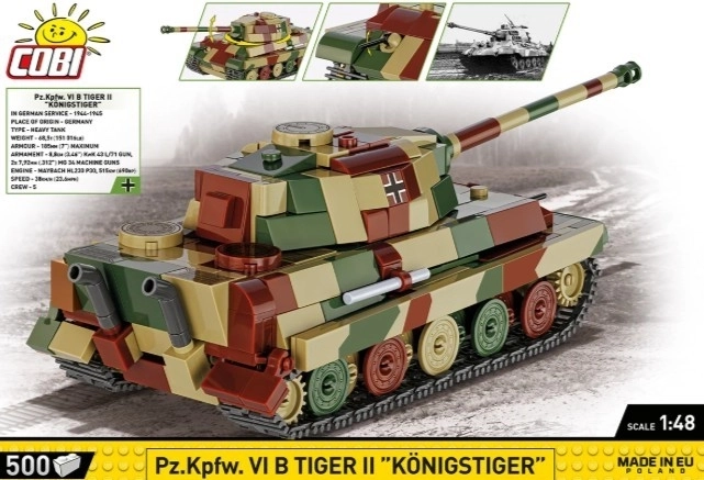 Model tancului Tiger II Königstiger din piese de plastic