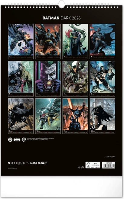 Calendar de perete Batman Dark 2026