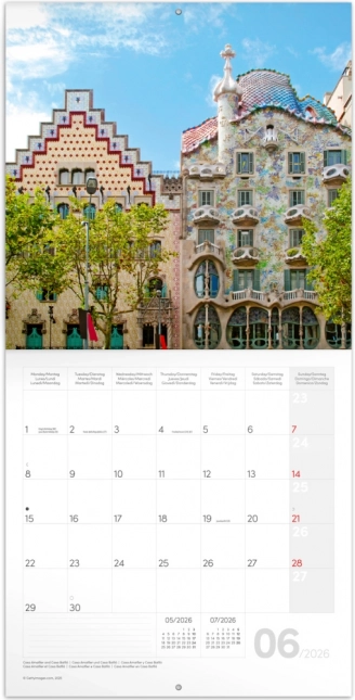 Calendar de notițe Barcelona 2026, 30 x 30 cm