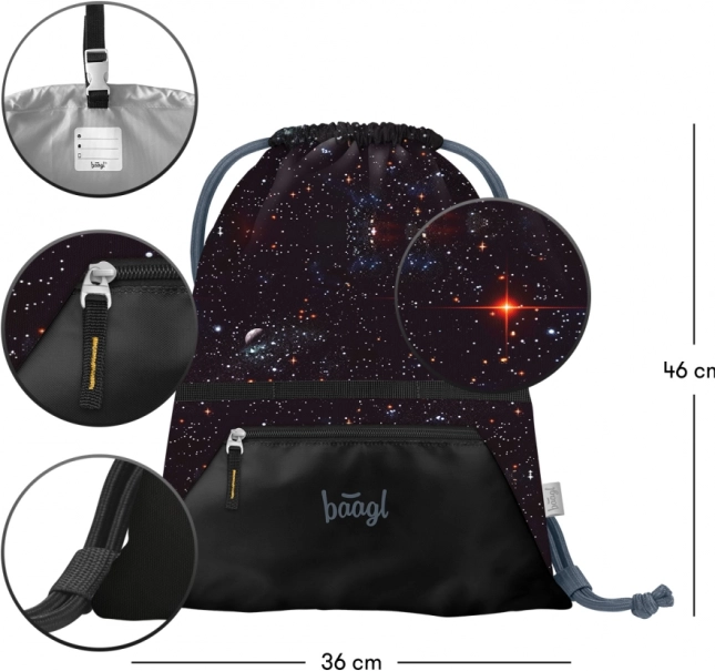 Set școlar BAAGL: Zippy Plus Pixel Space - ghiozdan, penar, săculeț