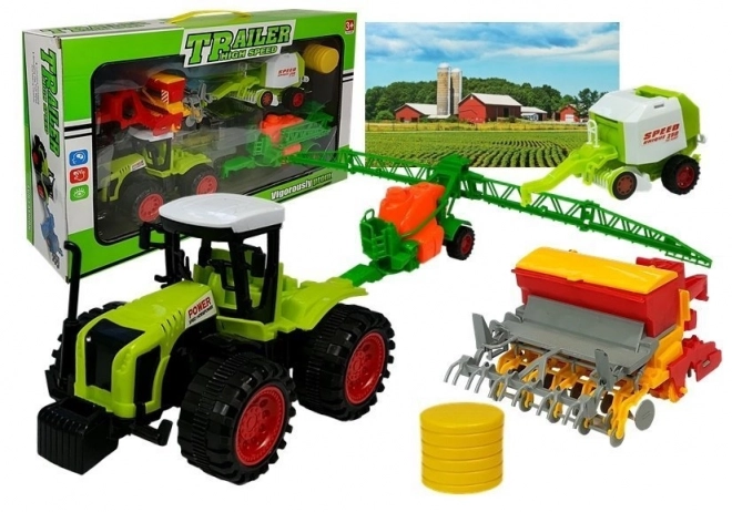 Set de mașini agricole cu tractor și accesorii