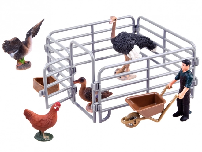 Set de figurine animale fermă cu struț și găină – B