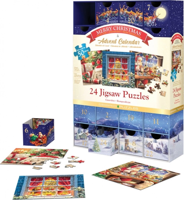 Calendar advent puzzle Crăciun fericit 24x50