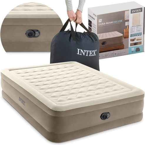 Pat gonflabil din velur cu pompă integrată Intex 203 × 152 × 46 cm
