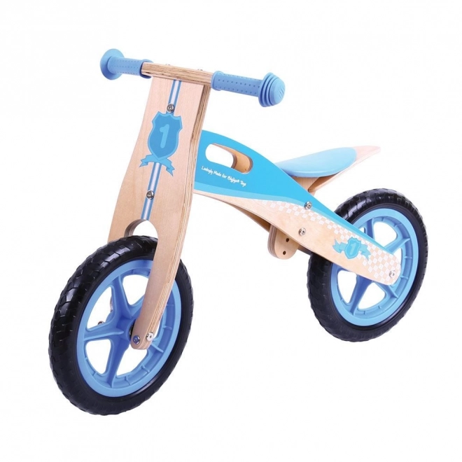 Bicicletă de echilibru albastră din lemn Bigjigs Toys