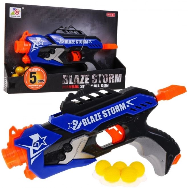 Pistol cu arcuri pentru copii Blaze Storm cu 5 proiectile din spumă