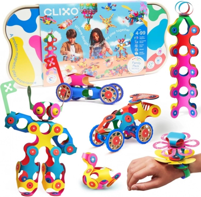 Set de construcție magnetică Clixo Family Pack - 150 de piese