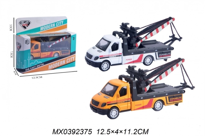 model metalic de camion de remorcare cu mecanism pull-back
