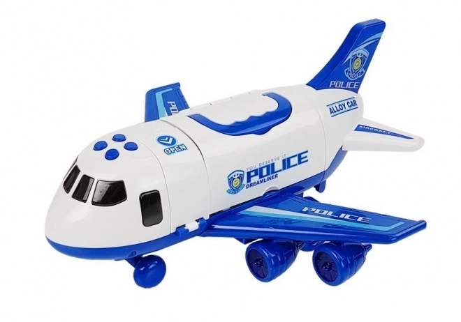 Avion de transport polițienești cu mașinuțe și efecte speciale
