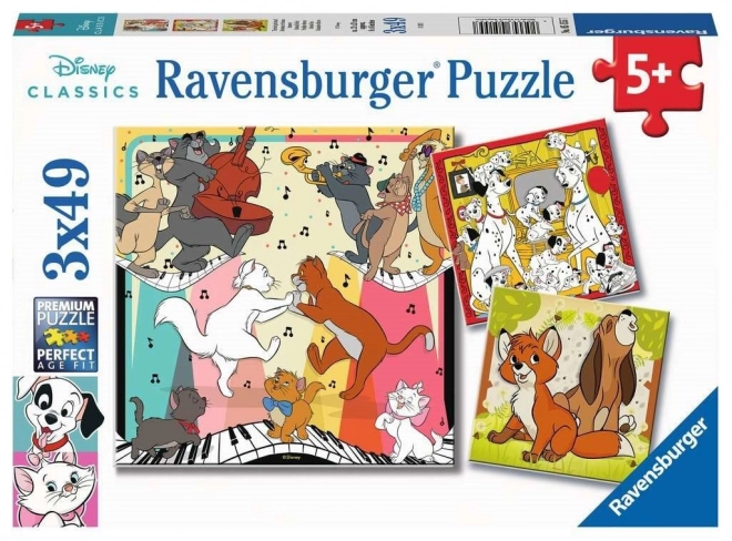 Puzzle Disney Clasici: Animale Vesele 3x49 piese