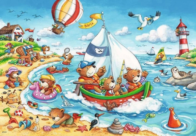 Puzzle vacanță la mare 2x24 piese