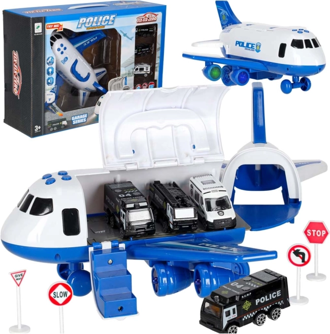 Avion transportor și 3 mașini de poliție