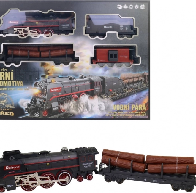 Set tren cu efect de abur pe baterii