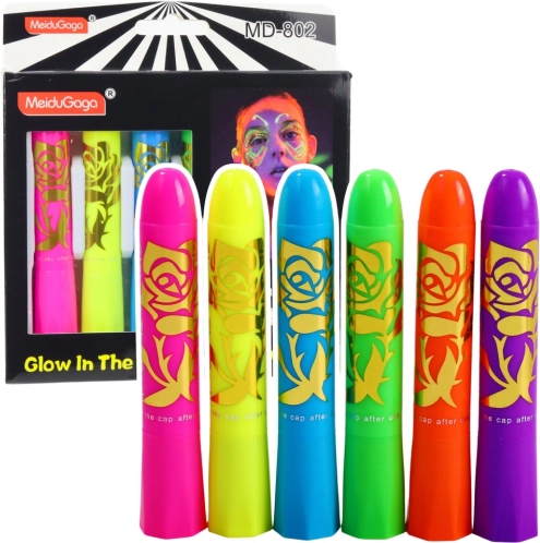 Set neon pentru pictura pe față markere fluorescente UV 6 buc