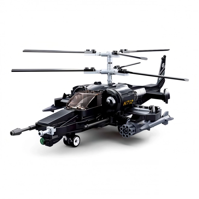 Elicopter de luptă Ka-50 Black Shark din cărămizi model Sluban