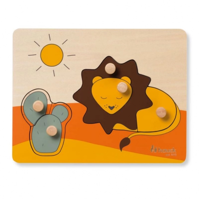 Puzzle de lemn cu mânere Puzzle N Sort Lion