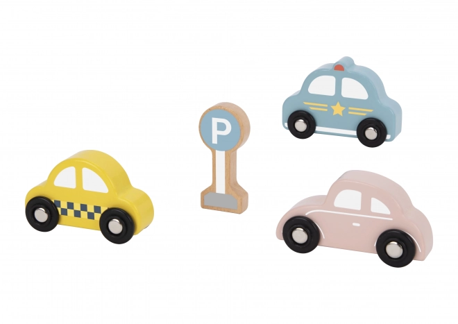 Set Vehicule și Semne de Circulație din Lemn pentru Copii