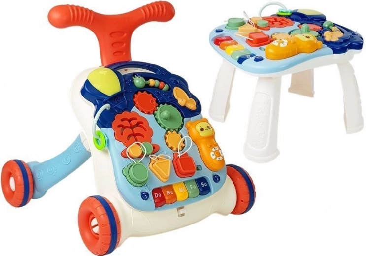 Premergător interactiv 3‑în‑1 de împins, cu măsuță detașabilă și panou muzical