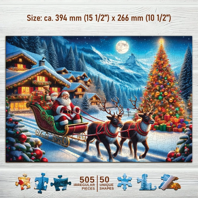 Puzzle de lemn Sania lui Moș Crăciun 505 piese