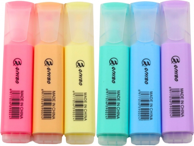 Set de markere pastelate în etui, 6 buc