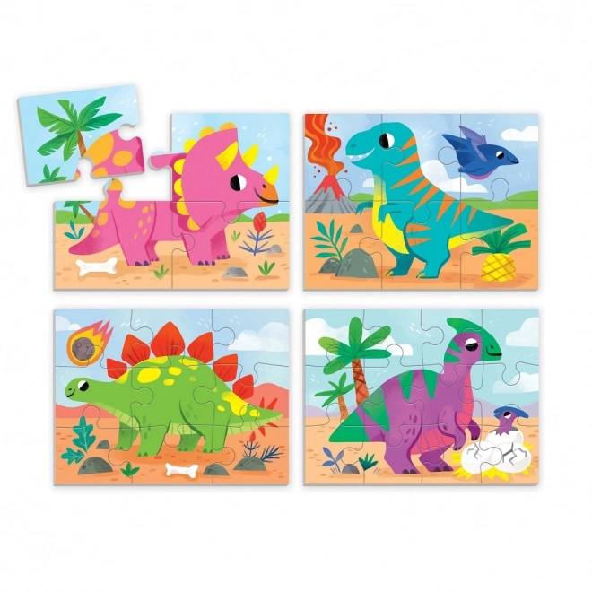 Puzzle dinozauri Mudpuppy set 4 în 1