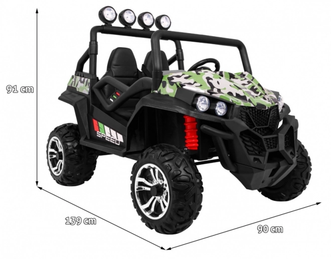 Vehicul teren pentru copii Grand Buggy 4x4 cu camuflaj, iluminare LED și radio MP3