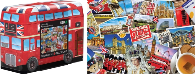 Puzzle Eurographics în cutie metalică Autobuz londonez 550 piese