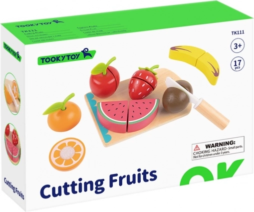 Set din lemn pentru tăiat fructe și legume pentru copii