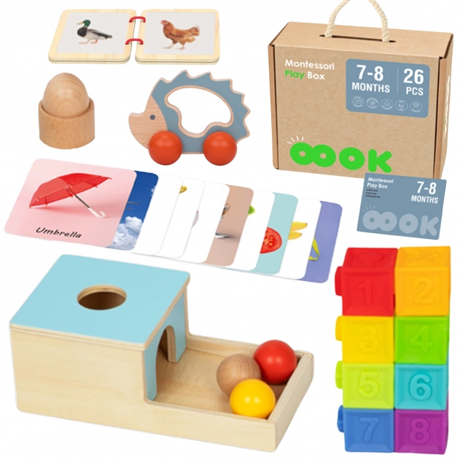 Cutie senzorială Tooky Toy Montessori 6 în 1 pentru bebeluși