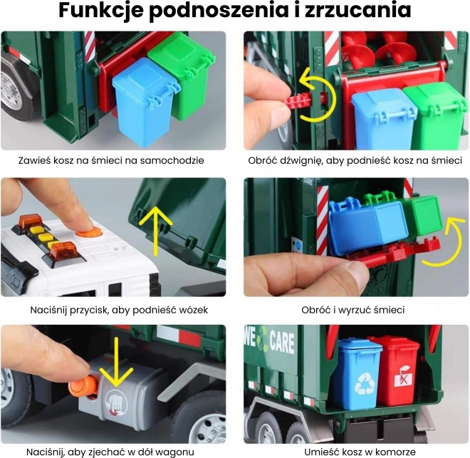 Camion de salubritate interactiv „Purifier” 1:10 - Jucărie educativă pentru sortare deșeuri
