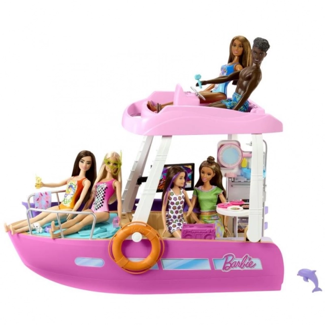 Barbie iaht de vis cu motor, cu transformare a interiorului și accesorii