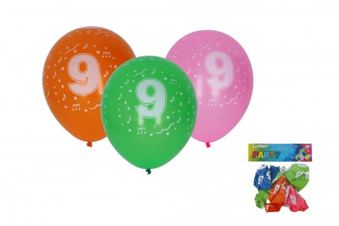 Balon gonflabil 30cm - set 5 buc, cu numărul 9