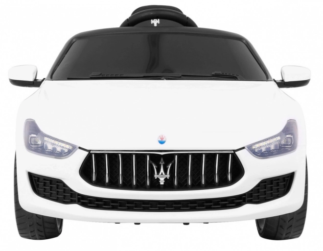 Maserati Ghibli mașină electrică pentru copii Albă + Telecomandă + Pornire lentă + EVA + MP3 USB + LED