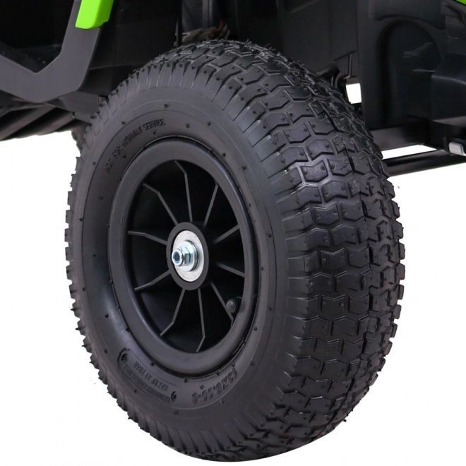 ATV electric pentru copii Air quad negru-verde + roți gonflabile + radio MP3 + start lent