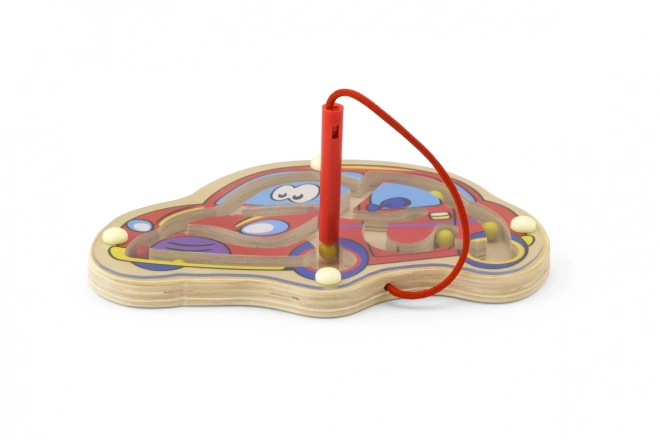 Labirint cu bile din lemn în formă de mașină