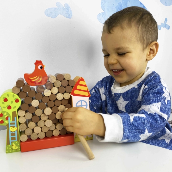 Joc de lemn Tooky Toy Cade Găina Fermă