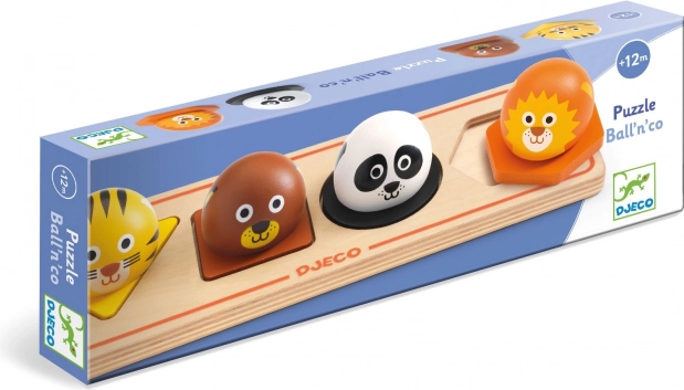 Puzzle din lemn cu animăluțe Ball'n'Co