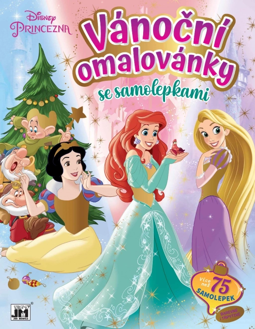 Carte de colorat cu autocolante Disney Princess pentru Crăciun