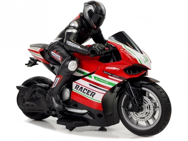 Motocicletă sport telecomandată 2.4G roșie cu rază de acțiune 35 m